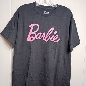 Barbie Black Tee Shirt Pink Logo Womens Large Barbiecore Short Sleeve Summer Top